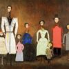 Family. Temo Svirely, georgian-ukrainian artist (born 1965 in Georgia - died 2014 in Ukraine), textile, acryl, pastel on paper (collage), 1998